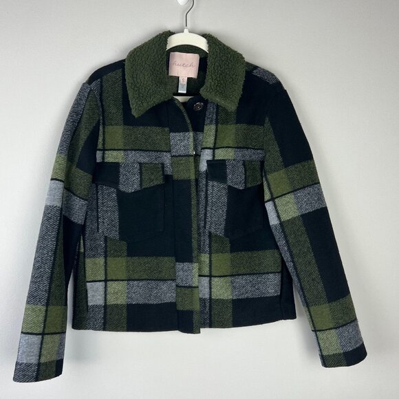 Hutch Jackets & Blazers - Anthropologie Women's Hutch Sherpa-Trimmed Plaid Jacket size S Grunge Revival